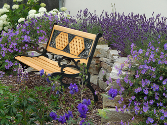 Bienennährgehölz mit Sitzbank